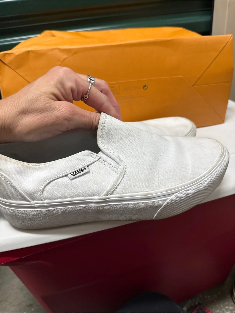 Vans White Slip-On Canvas Sneakers